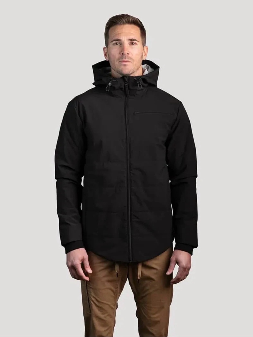 BYLT Drop-Cut Puffer Jacket Men XL Black Hooded Insulated Techwear Gorpcore Coat - Picture 1 of 16